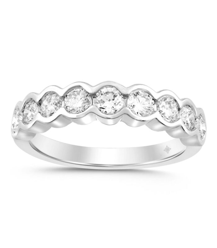 LADIES BAND 1CT ROUND DIAMOND 14K WHITE GOLD