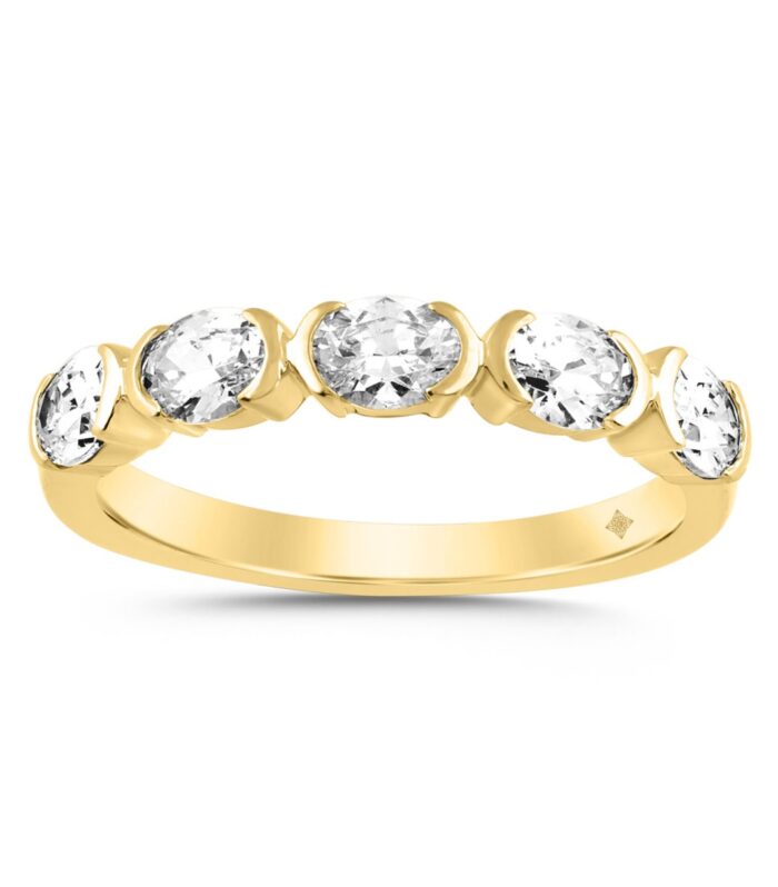 LADIES BAND 1CT OVAL DIAMOND 14K YELLOW GOLD