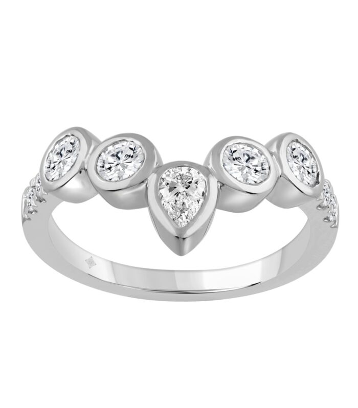 14K WHITE GOLD 1.00CT ROUND/OVAL/PEAR DIAMOND LADIES BAND