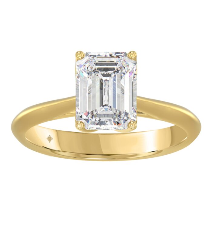 LADIES SOLITAIRE RING 2 1/2CT EMERALD DIAMOND 14K YELLOW GOLD (CENTER STONE EMERALD DIAMOND 2 1/2CT)