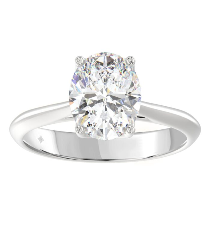 LADIES SOLITAIRE RING 2 1/2CT OVAL DIAMOND 14K WHITE GOLD