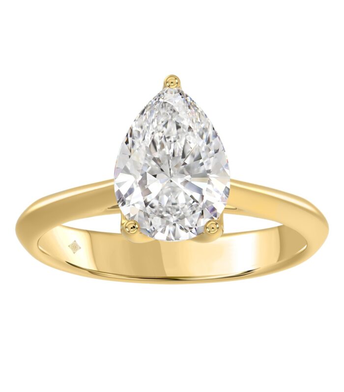 LADIES SOLITAIRE RING 2 1/2CT PEAR DIAMOND 14K YELLOW GOLD