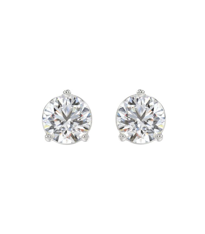 LADIES SOLITAIRE EARRINGS 4CT ROUND DIAMOND 14K WHITE GOLD (CENTER STONE ROUND DIAMOND 2CT )
