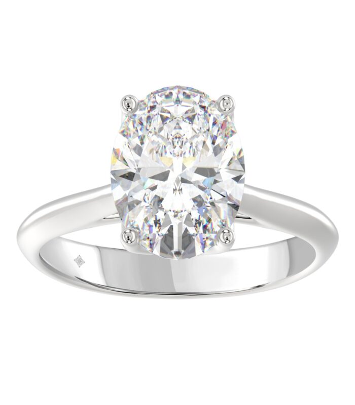 LADIES SOLITAIRE RING 4CT OVAL DIAMOND 14K WHITE GOLD