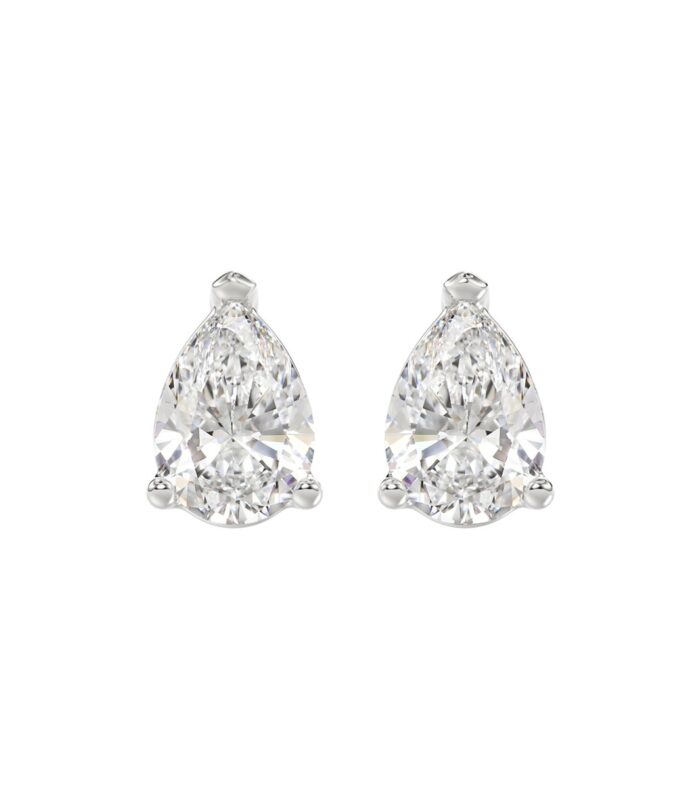 LADIES SOLITAIRE EARRINGS 4.00CT PEAR DIAMOND 14K WHITE GOLD