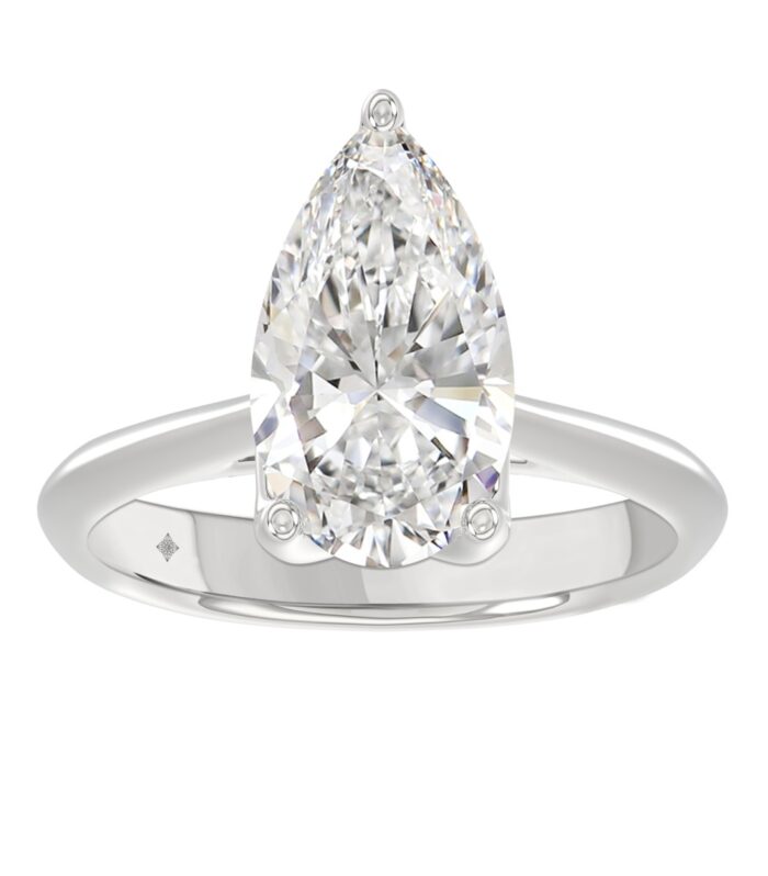 LADIES SOLITAIRE RING 4CT PEAR DIAMOND 14K WHITE GOLD