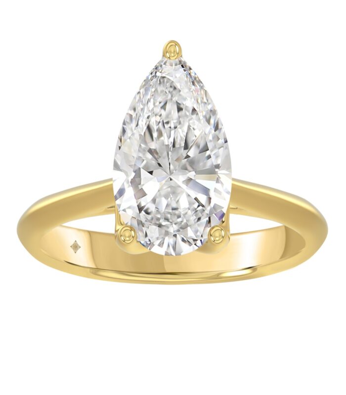 LADIES SOLITAIRE RING 4CT PEAR DIAMOND 14K YELLOW GOLD