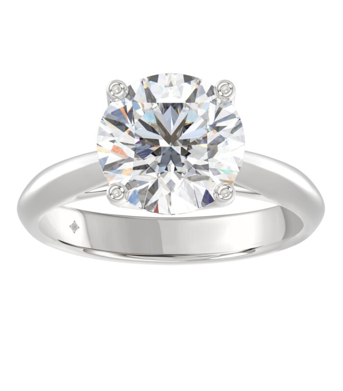 LADIES SOLITAIRE RING 4CT ROUND DIAMOND 14K WHITE GOLD