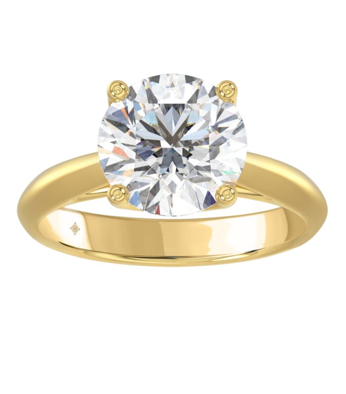LADIES SOLITAIRE RING 4CT ROUND DIAMOND 14K YELLOW GOLD