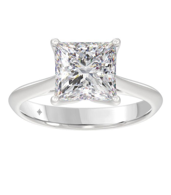 LADIES SOLITAIRE RING 4CT PRINCESS DIAMOND 14K WHITE GOLD