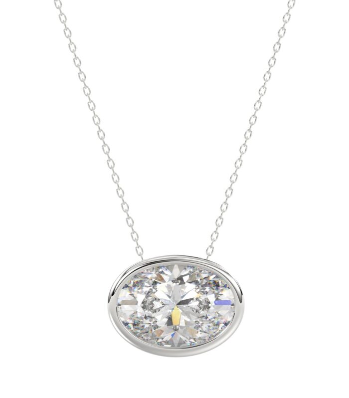 LADIES SOLITAIRE PENDANT 2CT OVAL DIAMOND 14K WHITE GOLD