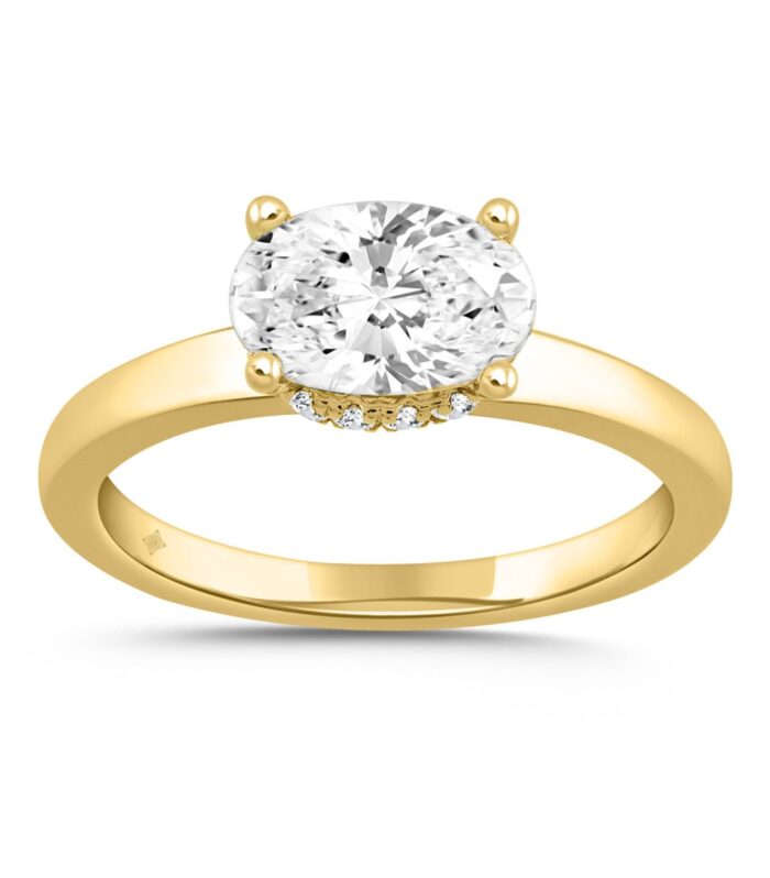 LADIES RING 2 1/6CT ROUND/OVAL DIAMOND 14K YELLOW GOLD (CENTER STONE OVAL DIAMOND 2.00CT)