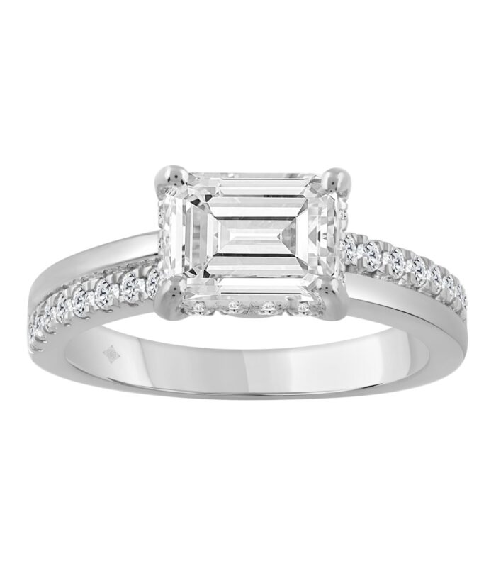 14K WHITE GOLD 2 1/3CT ROUND/EMERALD DIAMOND LADIES RING (CENTER STONE EMERALD DIAMOND 2.00CT)