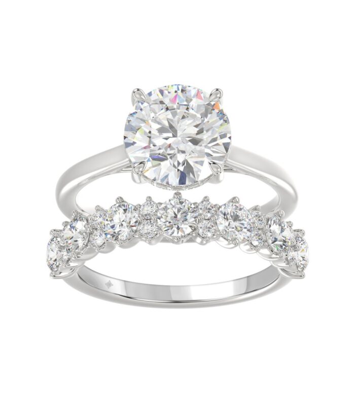 LADIES BRIDAL SET 4 3/8CT ROUND DIAMOND 14K WHITE GOLD (CENTER STONE ROUND DIAMOND 3.00CT)