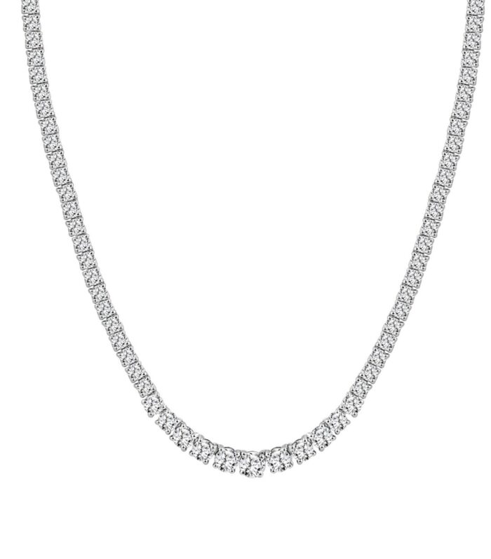 18K WHITE GOLD 5.00CT ROUND DIAMOND LADIES TENNIS NECKLACE
