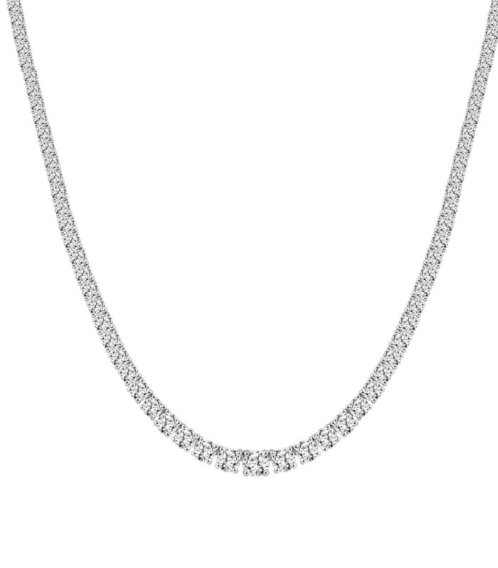 18K WHITE GOLD 7.00CT ROUND DIAMOND LADIES TENNIS NECKLACE