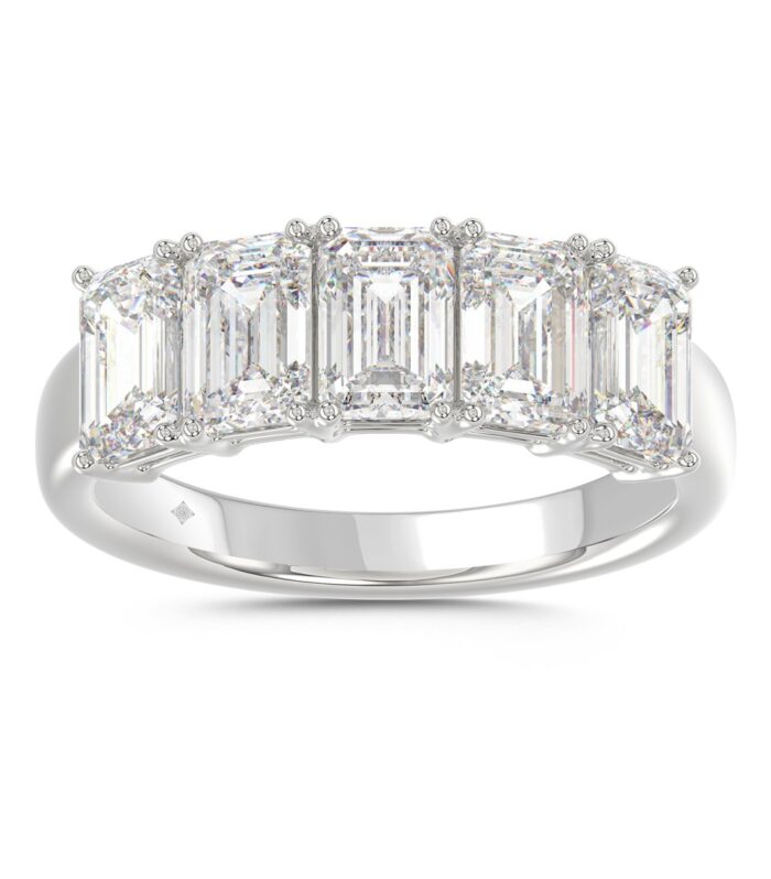 14K WHITE GOLD 2.00CT EMERALD DIAMOND LADIES BAND