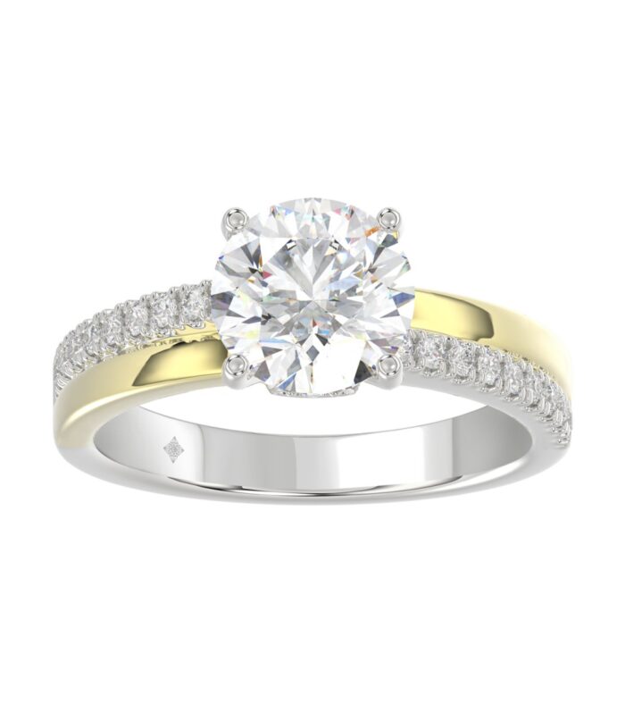 14K WHITE/YELLOW GOLD 2 1/4CT ROUND DIAMOND LADIES RING (CENTER STONE ROUND DIAMOND 2CT)