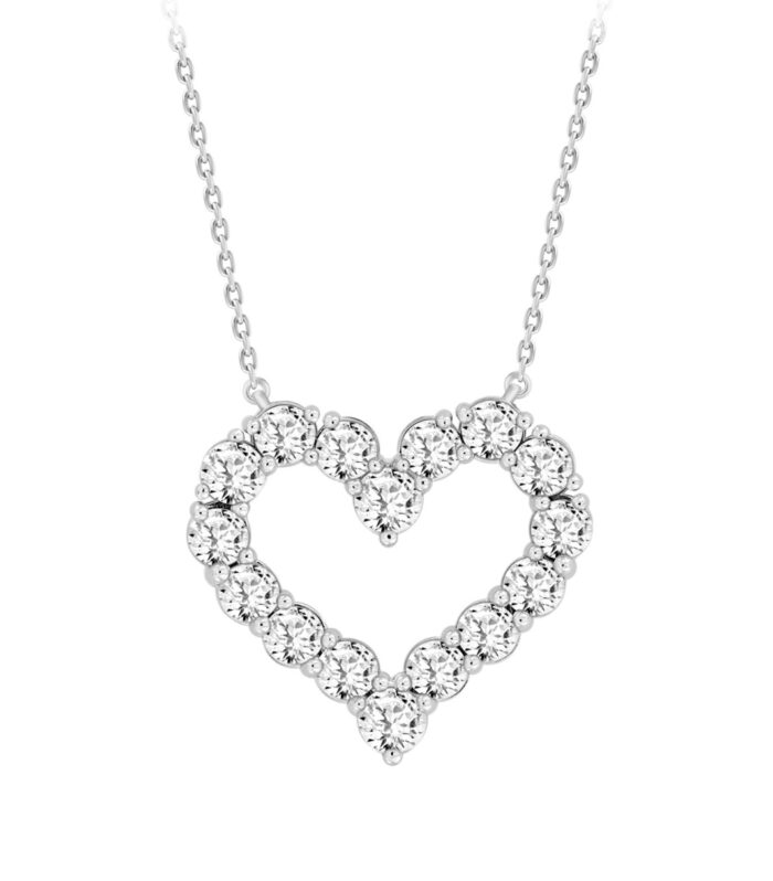 14K WHITE GOLD 2.00CT ROUND DIAMOND LADIES NECKLACE