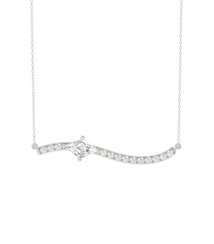 14K WHITE GOLD 3/4CT ROUND/LOZELGE DIAMOND LADIES NECKLACE