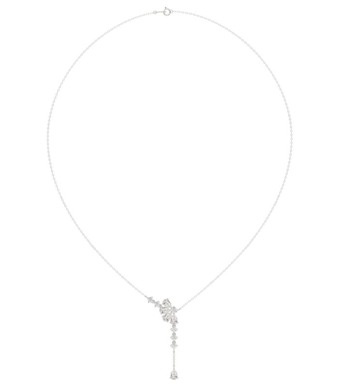 14K WHITE GOLD 1 3/4CT ROUND/PEAR DIAMOND LADIES NECKLACE