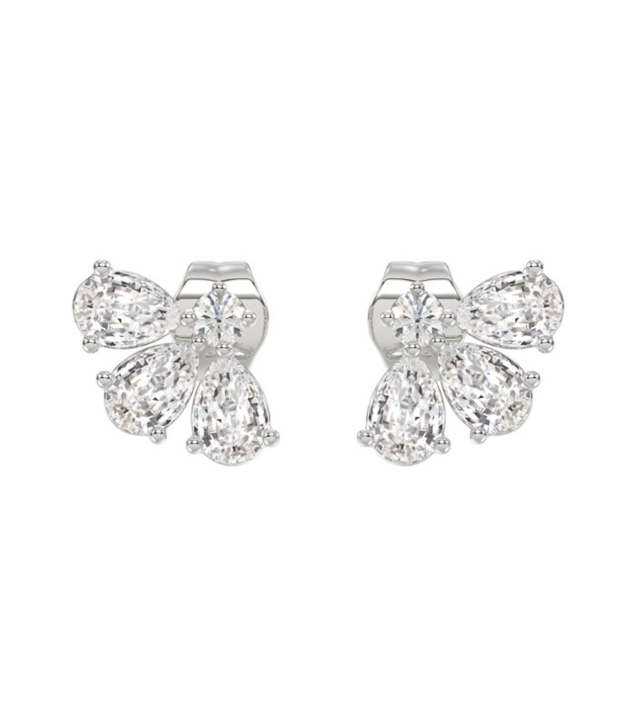 14K WHITE GOLD 1.00CT ROUND/PEAR DIAMOND LADIES EARRINGS