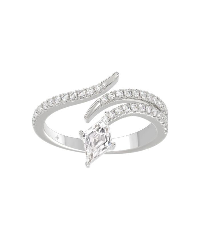 14K WHITE GOLD 1 1/4CT ROUND/LOZENGE DIAMOND LADIES RING