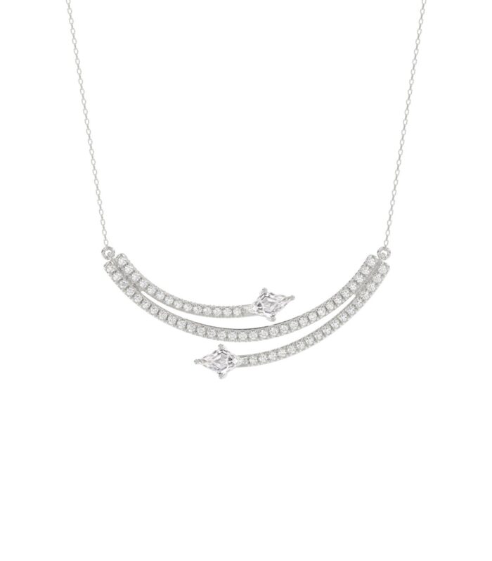 14K WHITE GOLD 1 1/2CT ROUND/LOZENGE DIAMOND LADIES NECKLACE