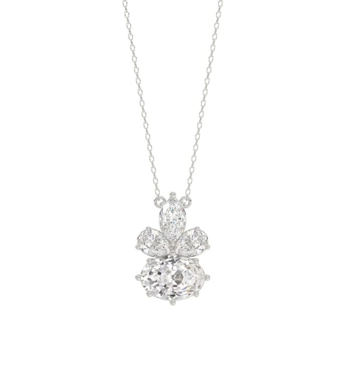 14K WHITE GOLD 1 1/2CT MARQUISE/PEAR/OVAL DIAMOND LADIIES PENDANT WITH CHAIN