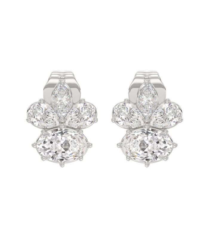 14K WHITE GOLD 1 3/4CT MARQUISE/PEAR/OVAL DIAMOND LADIES EARRINGS