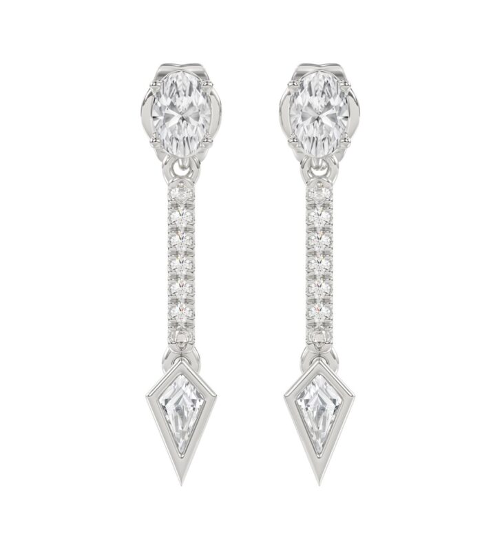 14K WHITE GOLD 1.00CT ROUND/OVAL/KITE DIAMOND LADIES EARRINGS
