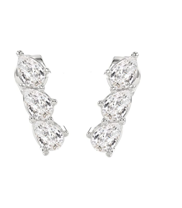 14K WHITE GOLD 1 1/5CT PEAR DIAMOND LADIES EARRINGS