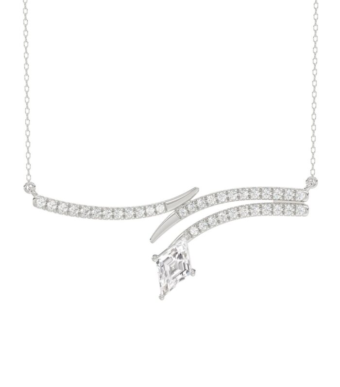 14K WHITE GOLD 1 1/4CT CT ROUND/LOZENGE DIAMOND LADIES NECKLACE