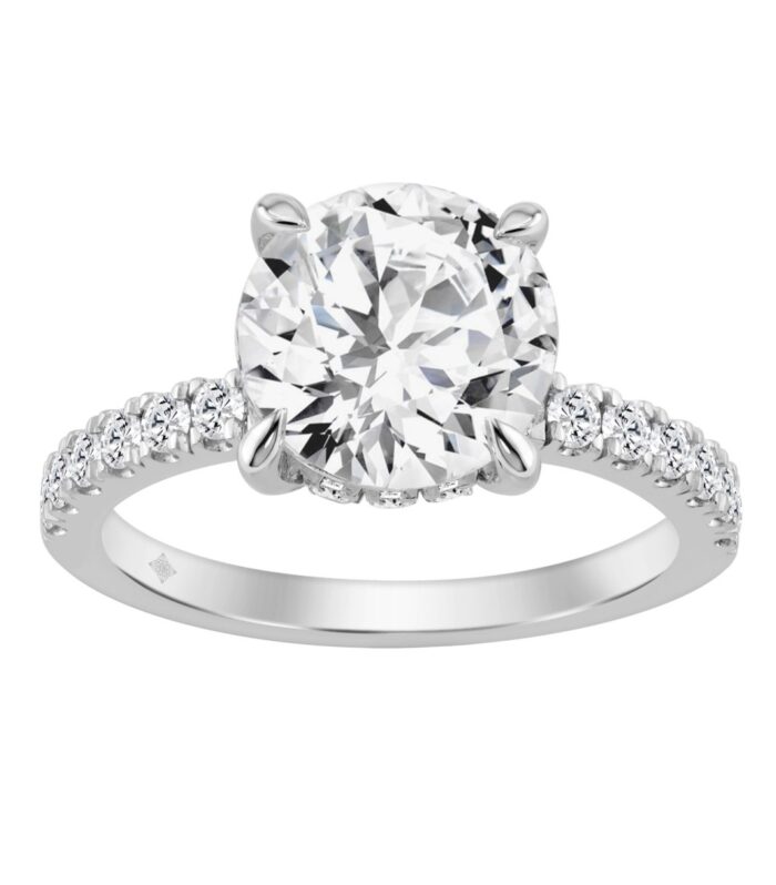 14K WHITE GOLD 3 1/2CT ROUND DIAMOND LADIES RING (CENTER STONE ROUND DIAMOND 3CT)