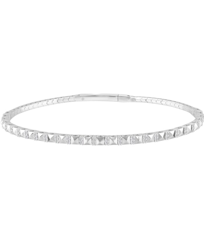 9K WHITE GOLD 1/5CT ROUND DIAMOND LADIES BANGLE