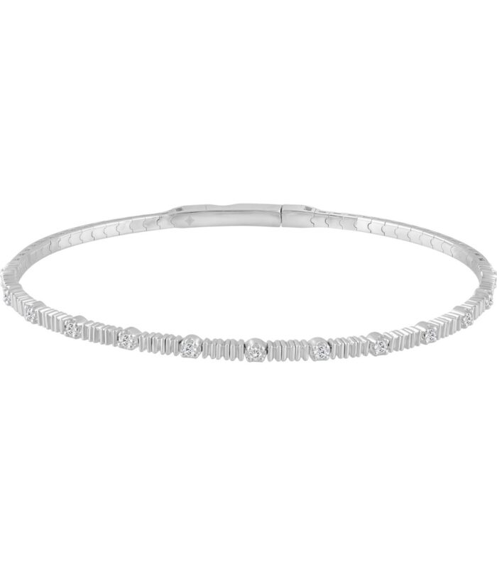 9K WHITE GOLD 1/5CT ROUND DIAMOND LADIES BANGLE
