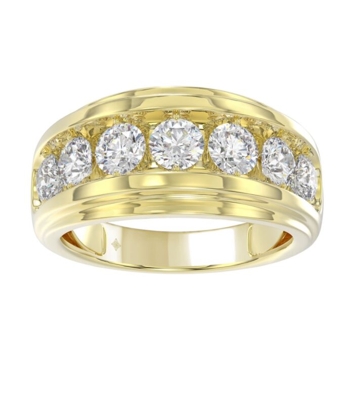 14K YELLOW GOLD 3.00CT ROUND DIAMOND MEN'S BAND