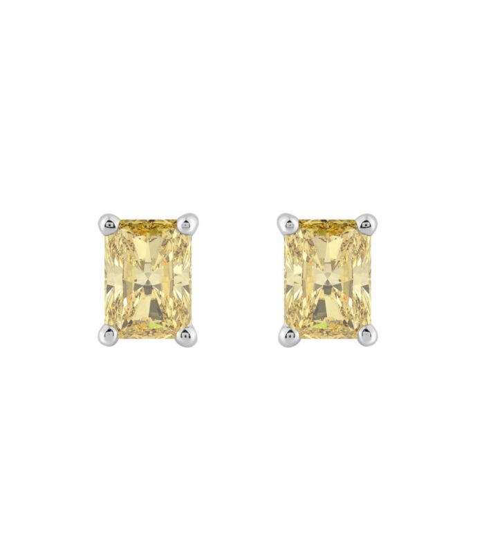 14K WHITE GOLD 1.00CT YELLOW RADIANT DIAMOND LADIES EARRINGS