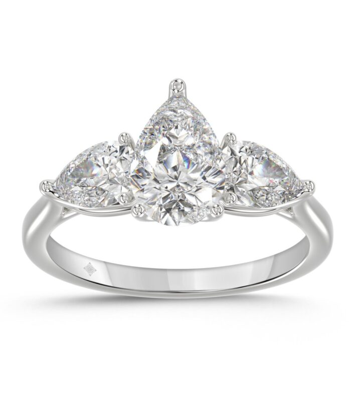 14K WHITE GOLD 2 5/8CT PEAR DIAMOND LADIES RING (CENTER STONE PEAR DIAMOND 1 1/2CT)
