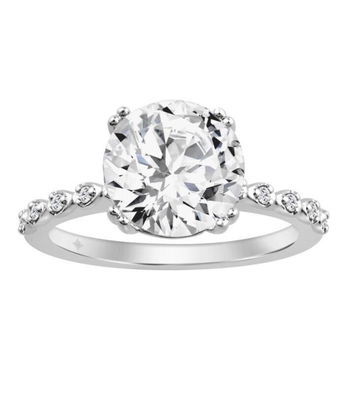 14K WHITE GOLD 3.00CT ROUND DIAMOND LADIES RING (CENTER STONE ROUND DIAMOND 3CT)