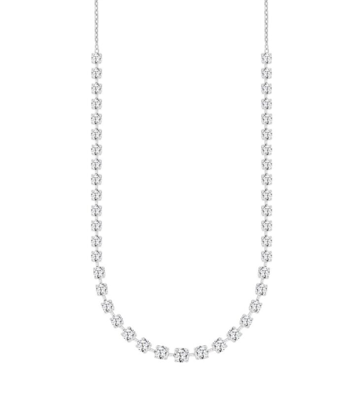 LADIES NECKLACE 13CT ROUND DIAMOND 14K WHITE GOLD