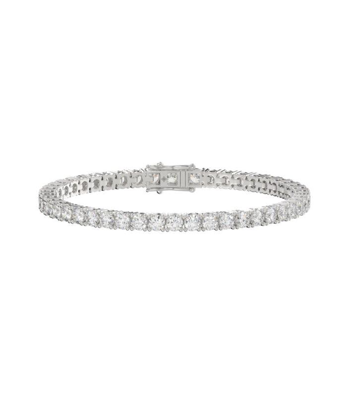 LADIES BRACELET 5CT ROUND DIAMOND 14K WHITE GOLD