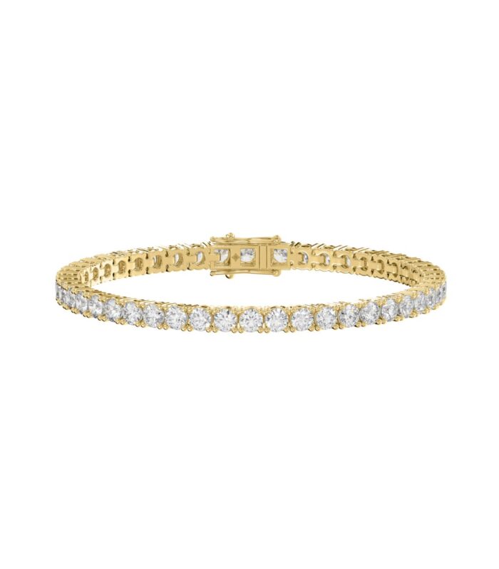 LADIES BRACELET 5CT ROUND DIAMOND 14K YELLOW GOLD
