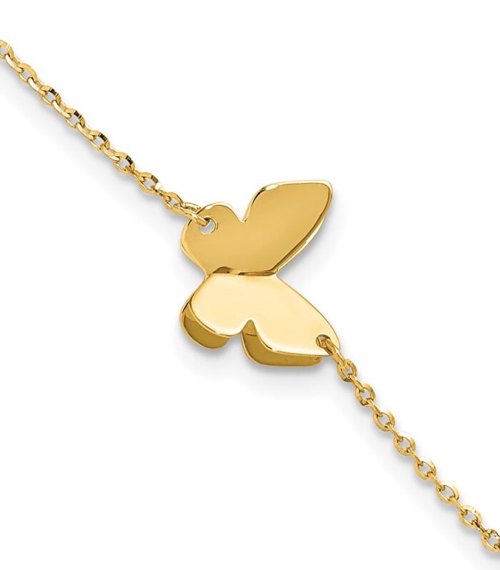 Leslie's 14K Polished Butterfly Charm with 1in ext. Bracelet