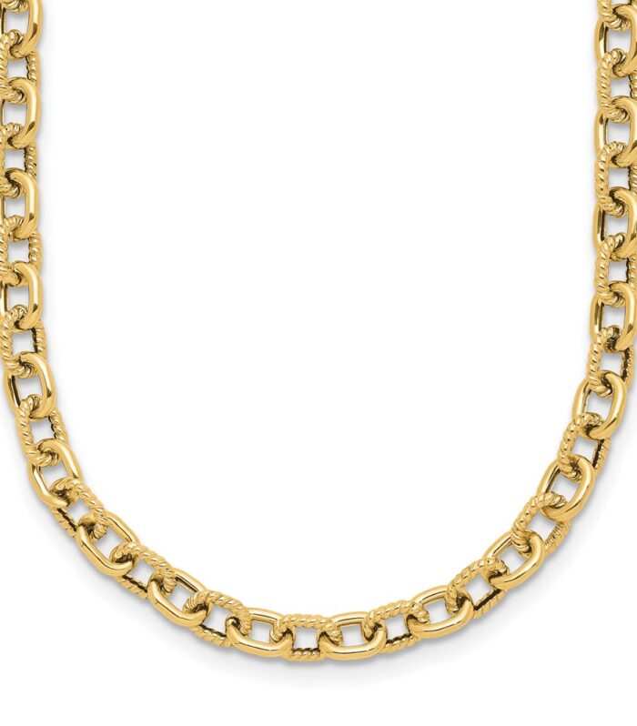 Leslie's 14K Polished and Textured Link Necklace