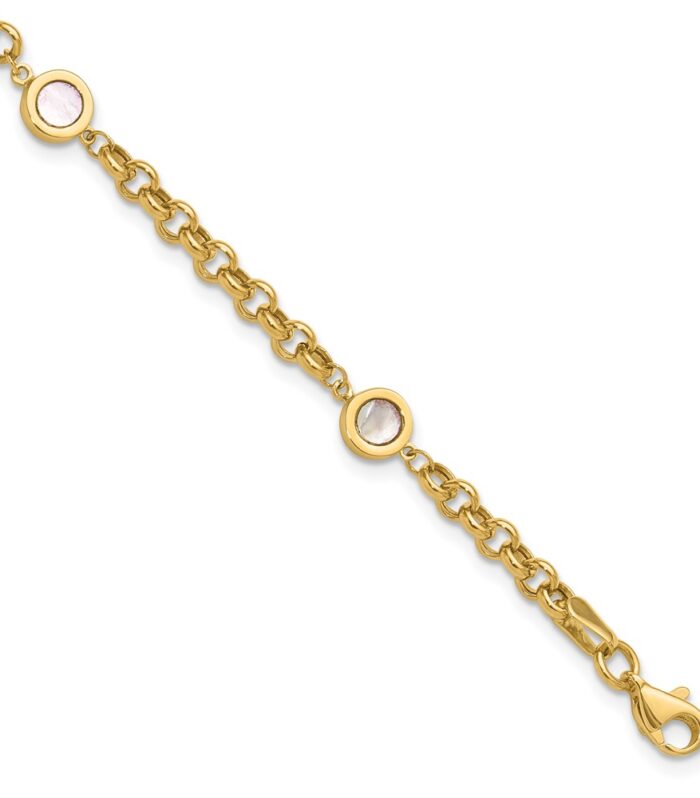 Leslie's 14K Polished Mother of Pearl Link Bracelet