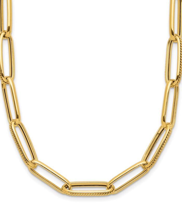 Leslie's 14K Polished and Textured Fancy Link Necklace