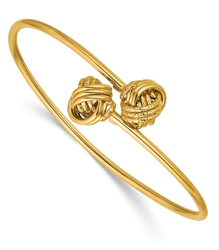Leslie's 14K Polished and Love Knot Flexible Bangle